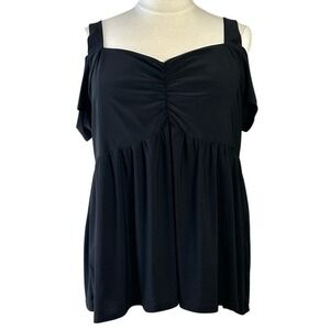 TORRID BLACK OFF THE‎ SHOULDER PEPLUM STRETCH TOP